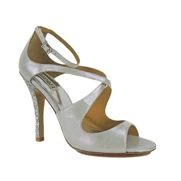 Badgley Mischka Wmn's Laguna Platform Sandals Silver Leather, Worn Once, Sz. 9M - Picture 3 of 9